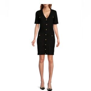 NWT Walter Baker Black London Dress with Gold Buttons